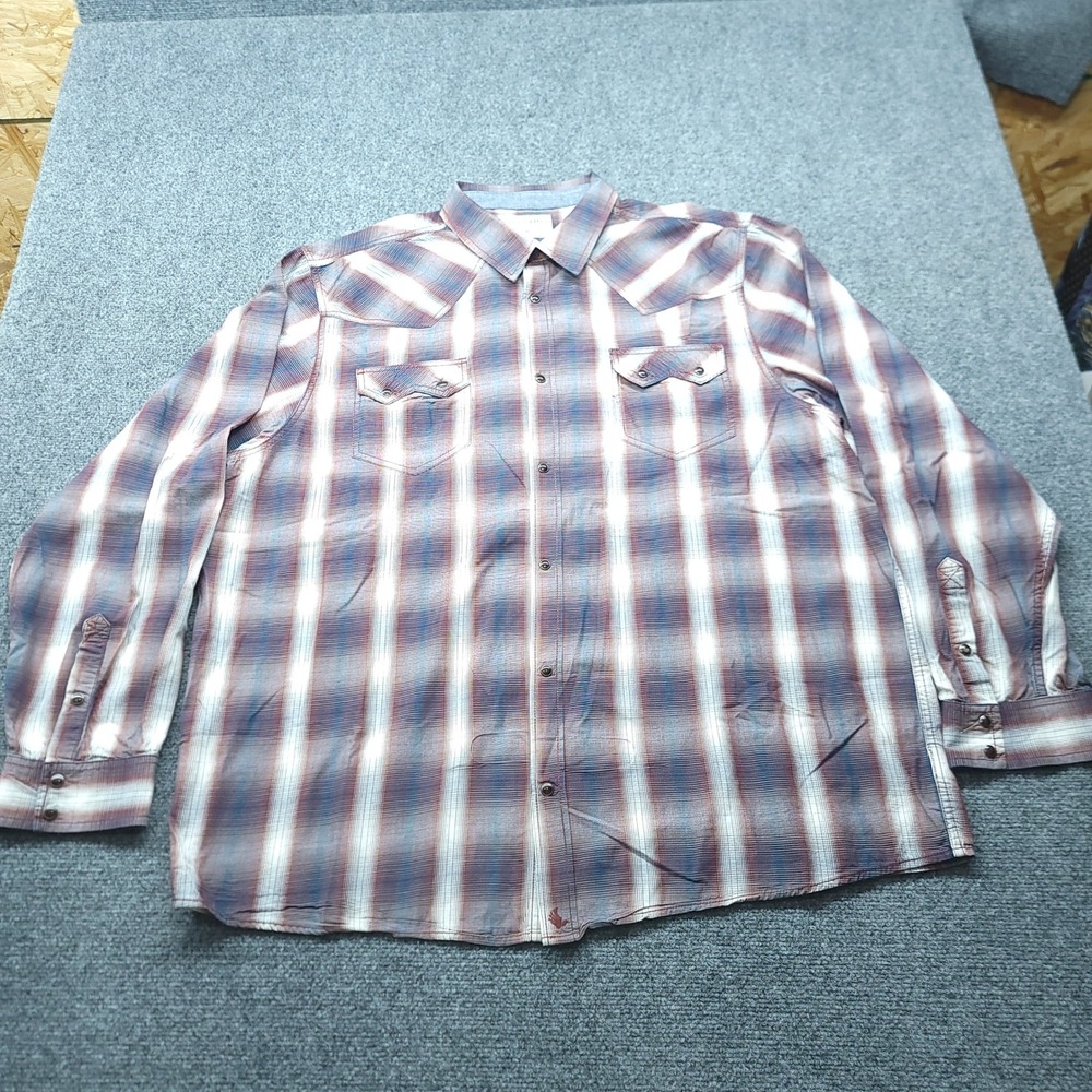 Cody James Mens 4X Plaid Western Pearl Snap Long Sleeve Shirt Blue Red Cotton